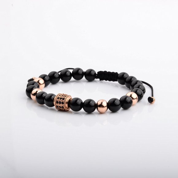 Memoria Rose Gold Black Onyx Bracelet #LTS0106 - Picture 1 of 3